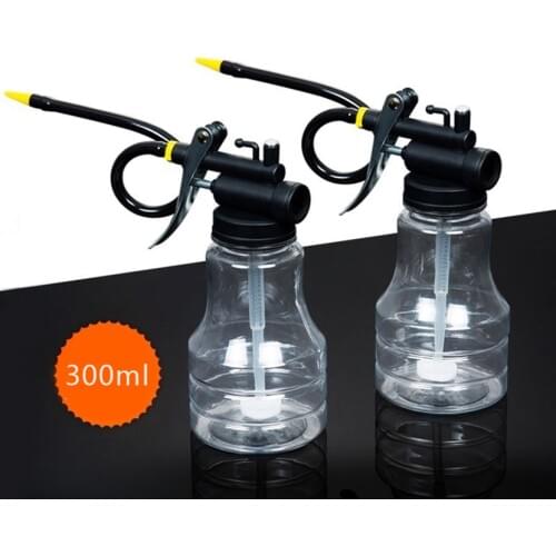 24pcs/lot 300ML long hose transparent high pressure pump oil can oil tank plastic machine oil can