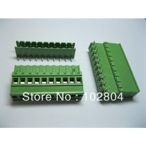 30 Pcs Pitch 5.08A 5.08mm 10way/pin Angle-pin Screw Terminal Block Connector Pluggable Type 2EDCD-5.08A-2EDCR Green Color