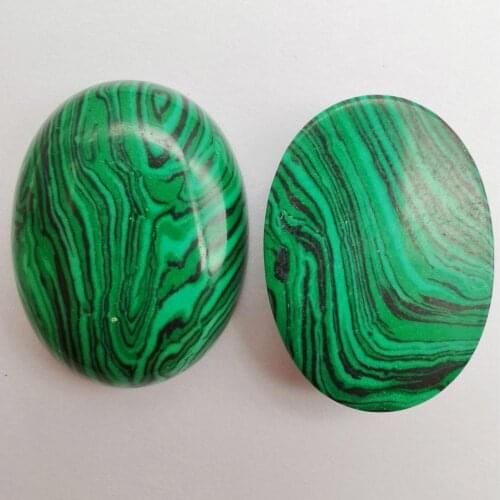 30x22MM Green Malachite Stone Bead Oval Cabochon CAB GEM Jewelry For Woman Gift Making (2pcs/lot) H197