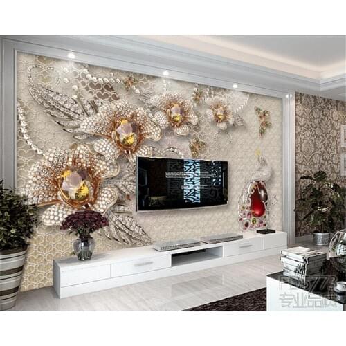 Beibehang 3D Wallpapers Beautifully Stereo Jewelery Flower TV Background Wall Living Room Bedroom Mural 3d wallpaper for walls