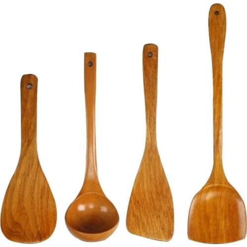 4Pcs Japanese Style Natural Wood Shovel Non-stick Spatula Set Wooden Shovel Spoon Set Cooking Sets Kitchen Tools Accessories