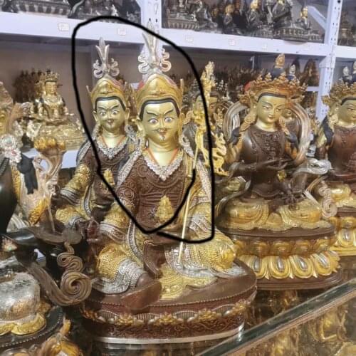 45CM large GOOD buddha statue Asia Buddhism Gilding copper home bless safe health Padmasambhava Guru Rinpoche buddha statue