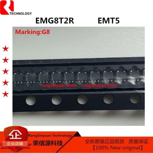 50pcs/lot EMG8T2R SC70-5 Marking: G8 EMT5 EMG8 T2R Bipolar Transistors - Pre-Biased DUAL NPN 50V 100MA New Original Import