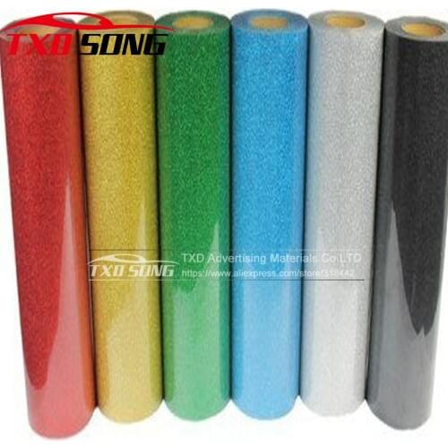 50cmx100cm/Lot Premium Glitter Heat Transfer Vinyl Film Heat Press Cut by Cutting Plotter DIY T-shirt