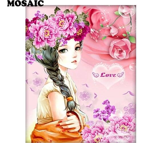 5D DIY diamond embroidery sale,Pink peony fairy Mosaic diamond painting Cross Stitch full square Rhinestone mosaic wall art B78