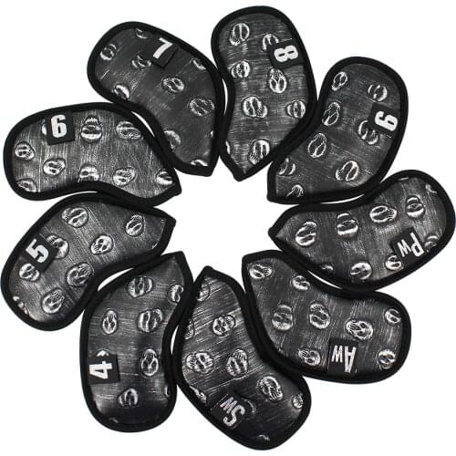 9pcs/set Golf Club Iron Cover Headcover Skull With Number Tags Waterproof PU Leather Golf Iron Headcover