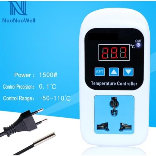 AC110-220V Micro Computer Digital Temperature Controller LED Display Thermostat Plug With Heating/Cooling Control Regulator