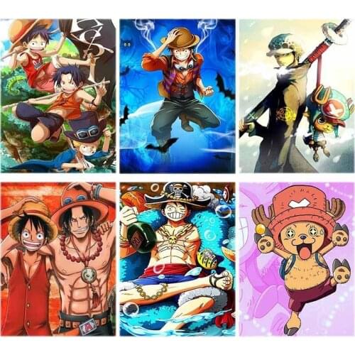 Anime 5D Diamond Painting Cross Stitch Kits Luffy Mosaic Diamond Embroidery Full Square Drill Wall Art Home Decoration Gift