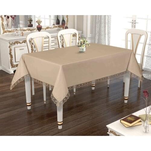 Belnido Home Dantelli Cappuccino Seçil Masa Örtüsü 160 x 220 cm