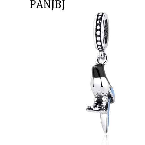 New 100% 925 Sterling Silver Bead Charm Black Head Bird Pendant Charms Beads Fit Bracelet Necklace Women Diy Jewelry