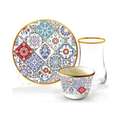 Drop Efe Tea & Arabian Coffee Cup Set 18 Pieces Tile Art