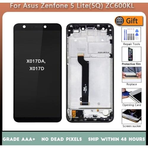 For Asus Zenfone 5 Lite 5Q ZC600KL LCD screen assembly with front case touch glass, X017DA LCD Display original Black White