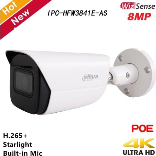 Dahua 8MP IP Camera WizSense Security Camera IPC-HFW3841E-AS H.265+ Built-in Mic Support 256G SD Card and Intelligent detection