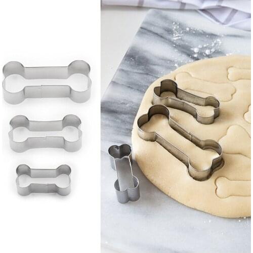 JX-LCLYL 3 Pcs Dog Bone Cookie Cutter Biscuit Fondant Pastry Baking Tool Stainless Steel