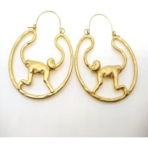 Korean vintage women drop animal monkey earrings fashion jewelry 2019