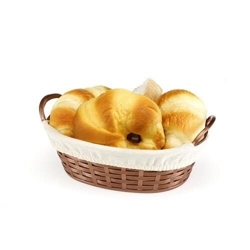 BO664-Straw Pattern Bread Basket Oval-Cloth Coated
