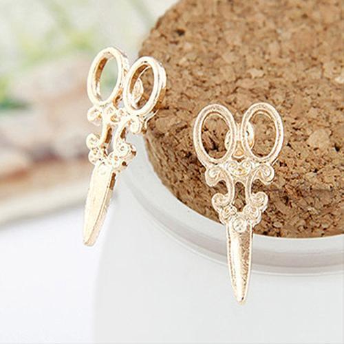 Punk Gold silver plated Creative Scissors Shape Studs Earrings for Women Girls Tiny Metal Party Stud Earring Statement Earrings