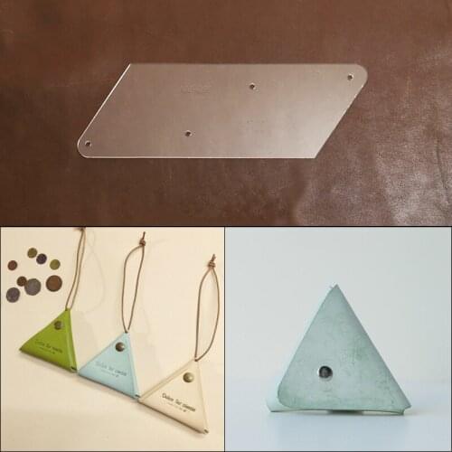 Creative Folded Coin Case Making Template Clear Acrylic Pattern DIY Leather Craftwork Sewing Stencil Tool Supplies