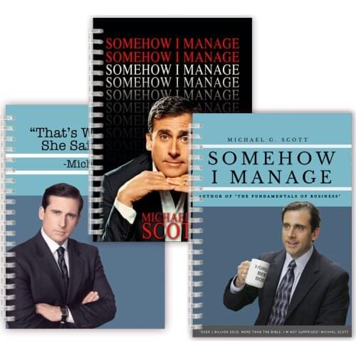 Michael G. Scott - SOMEHOW I MANAGE - Spiral Notebook Binder Quote - Thats What She Said - Blank Ruled Line Planner Note Book