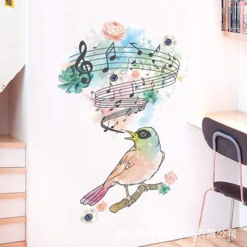 1 Cool Painted Notes Bird Art Wall Stickers for Living Room Bedroom Childrens Room 3D Wall Stickers Support a Generation