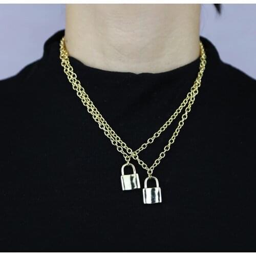 Hiphop Lock Chain Necklace with A Padlock Pendants for Women Punk Jewelry on The Neck 2021 Grunge Aesthetic Girl Boy Accessories