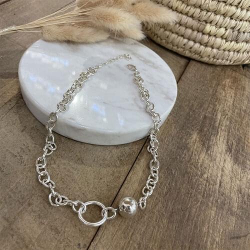 VENTFILLE 925 Sterling Silver Ball Circle Clavicle Chain Necklace Female Minimalist Style Temperament Jewelry Party Accessories
