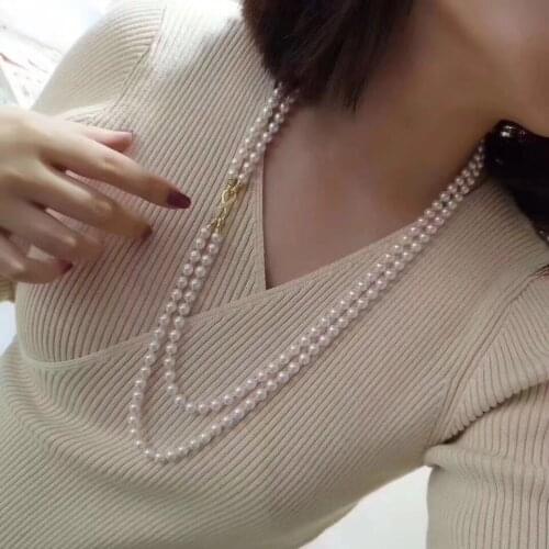 8-9 mm real natural south sea round white pearl necklace 18"