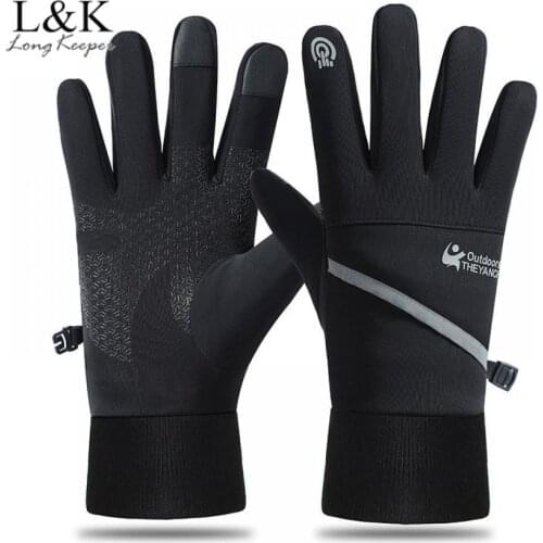 LongKeeper Winter Warm Cycling Gloves Men Full Finger Touch Screen Glove Anti-slip Waterproof Bicycle Riding Guantes Ciclismo