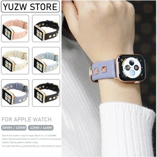 New Golden spike leather Band for Apple Watch Series 5 4 3 2 1 Strap Bracelet for iWatch 38/40/42/44mm Watchband Accessories