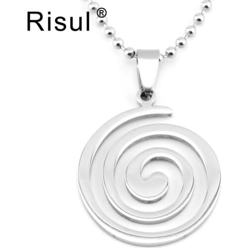 Risul men women spiral helix necklace statement necklaces stainless steel boy necklace charm pendant long necklace bead chain