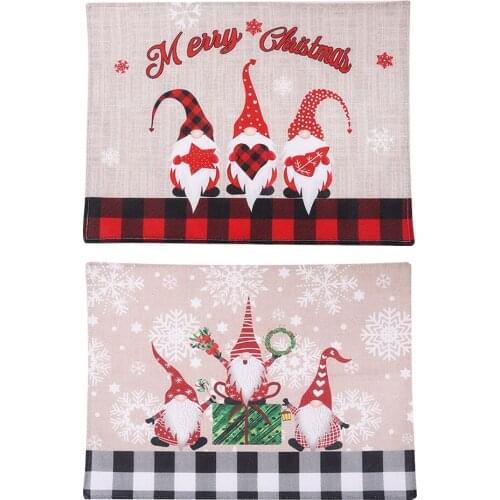 Christmas Cute Forest People Dining Table Mats Faceless Elderly Insulation Disc Pads Dinner Cover Festivals Placemats Home Decor