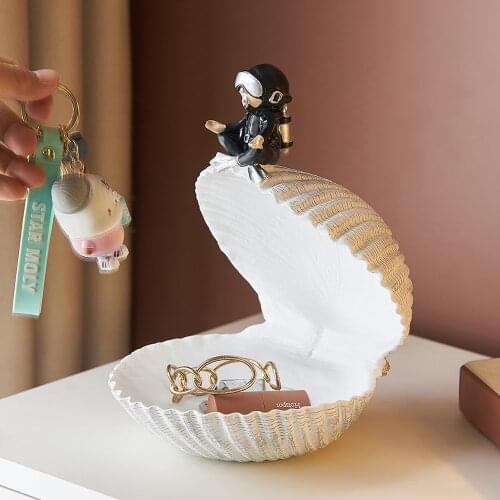 Northern Europe home decoration accessories figurines for interior Kawaii diver statue shell storage box desktop decoration