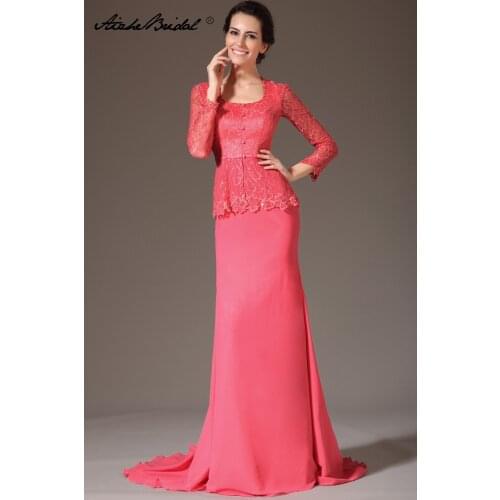 Long Sleeve Chiffon Long Formal Womens Dress Elegant Mermaid Mother of the Bride Dresses vestido mae da noiva