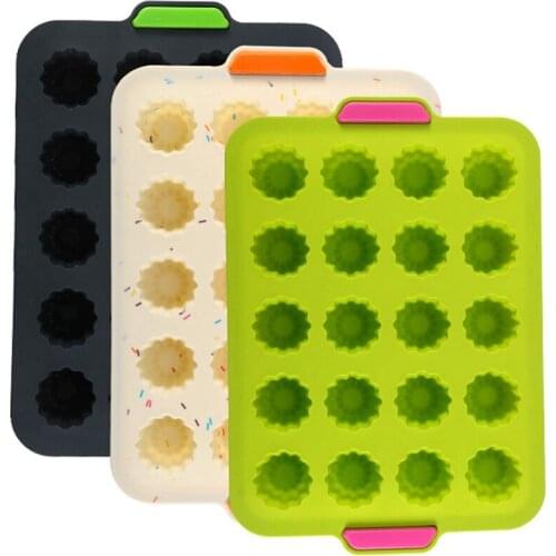 20 Holes Mini Silicone Cake Mold With Handle Chocolate Fondant Jelly Cookie Muffin Handle Ice Mould Flexible Moulds Cupcake Bake