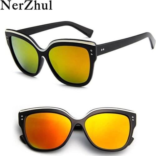 NerZhul designer sunglasses women 2018 high quality black mirror sunglasses woman luxury trendy cat eye sunglasses women