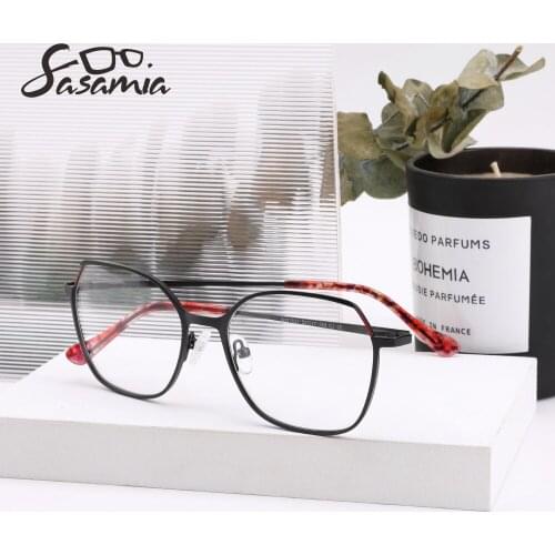 SASAMIA Women Anti-blue EyeGlasses Frame Men Clear Lens Glasses Geometric Light Metal Optical Eyeglasses Frame Computer Eyewear