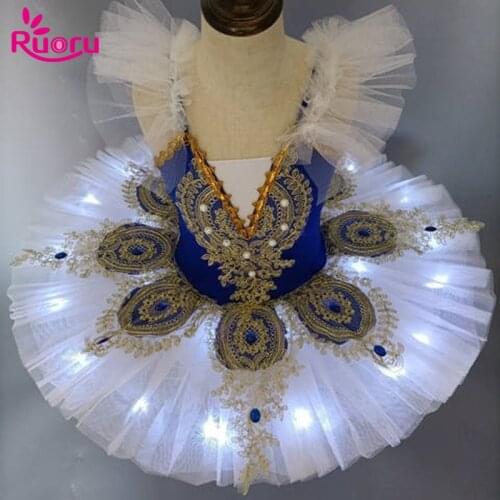 Ruoru Girl Dancewear Led Tutu Classical Ballet Tutu Professional Ballet Dress Women Girls Kids Child Adult Ballerina Dress