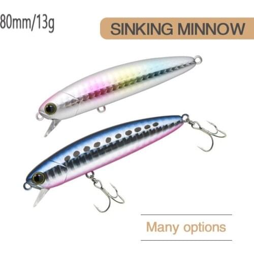 1Pcs Minnow Fishing Lure Artificial Hard Bait 80mm 13g Jerkbait Perch Pesca Mino Sinking Wobblers Deep Fish Tackle 2021 New