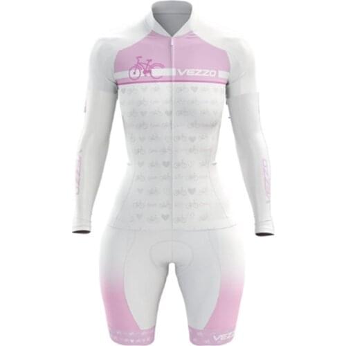 2021 VEZZO Clothes Cycling Jersey Womens Professional Long Sleeved Skinsuit Sets Conjunto Feminino Ciclismo Triathlon Jumpsuit