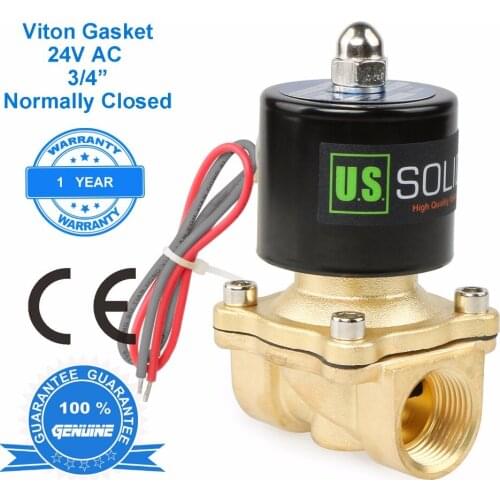 U.S. Solid 3/4" Brass Electric Solenoid Valve 24 V AC Normally Closed Air Oil Water, CE ertified