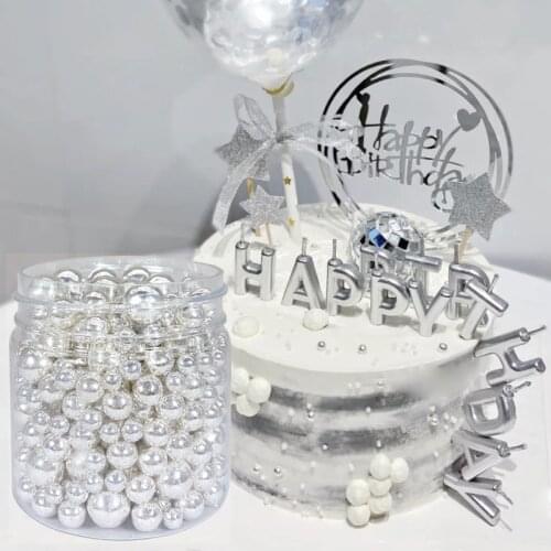 500g Edible Silver Sugar Beads Pearl Fudge DIY Birthday Cake Baking Balls Wedding Cake Decoration Sugar Color Silver Sugar Pearl