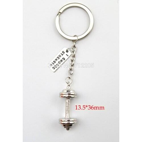 Fitness weightlifting Gym jewelry 10pcs a lot Kettle bell dumbbell barbell and I Choose Strength Key chain(K130)