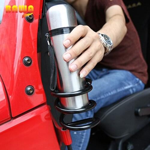 BAWA Iron Drinks Holders for Jeep Wrangler JK 2007-2017 Metal Spring Shape Car Door Stand Drinks Holder