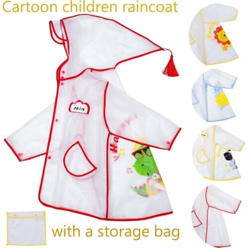 Childern Rainsuit Cartoon Animal Style Waterproof Kids Raincoat Windproof Hooded Rainwear Student Style Rain Wear