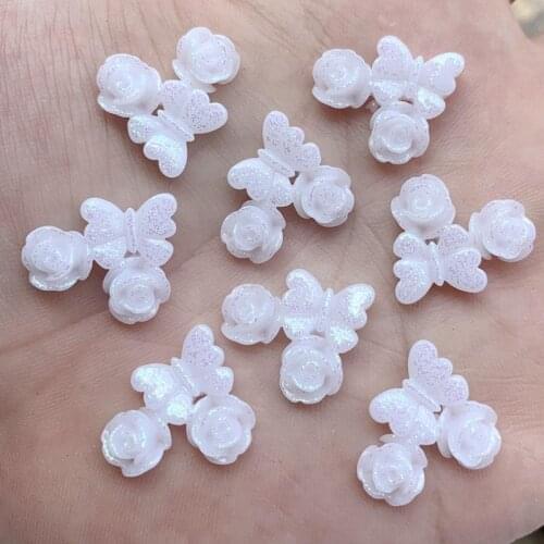DIY 30pcs Butterfly& Flower Rhinestones Flower shape 16*18mm flatback Non sewing gem stone resin Cabochons Cameo crystal