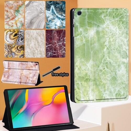 For Samsung Galaxy Tab A SM-T290 T295 8.0 Inch 2019 PU Leather Marble Pattern Tablet Stand Cover Case