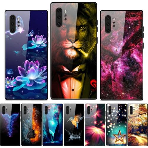 For Samsung Note 10 Plus Case Tempered Glass Print PC Back Hard Case for Samsung Galaxy Note 10 Phone Cover Note10+ 10Pro Bumper