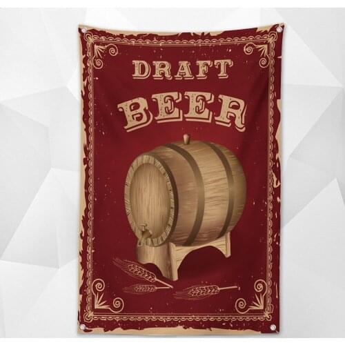 DRAFT BEER! Vintage Beer Festival Banner Wall Hanging Bar Wine Cellar Cafe Parties Decoration Beerfest Poster Tapestry Painting