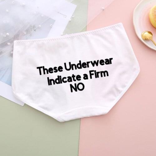 This underwear indicate a Firm Women'Letter Printed Plus Size White High Waist Leak Proof Menstrual Panties Physiological Pants
