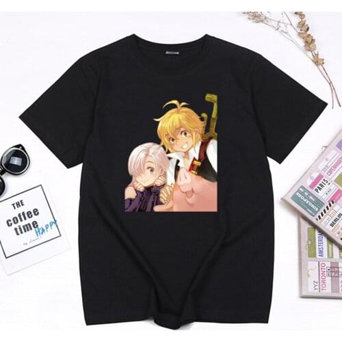 Manga Seven Deadly Sins T Shirt Men Kawaii Cartoon Nanatsu No Taizai Escanor Graphic Tee Anime Meliodas & Elizabeth Clothes Male